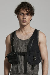 Black Buckle Men's Punk Big-Pocket Harness